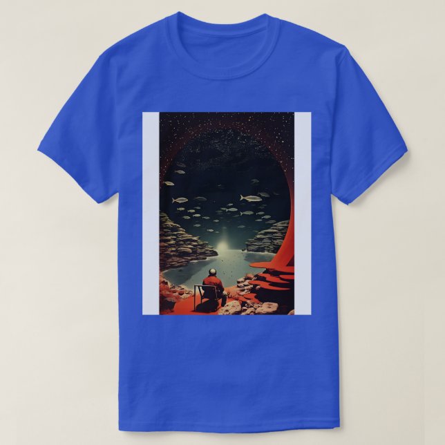 T-shirt Vintage de pêche spatiale (Design devant)