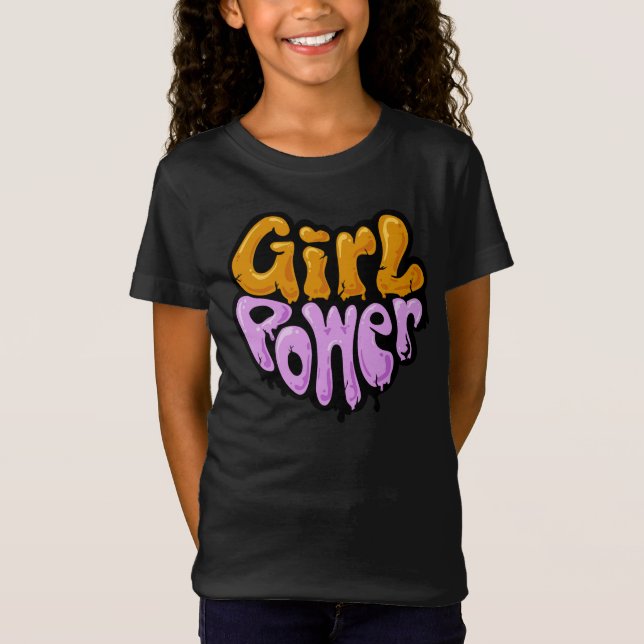T-shirt vintage de style rétro Power Girl (Devant)