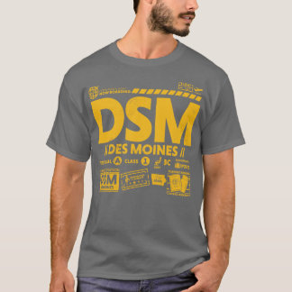 T-shirt Vintage Des Moines Code de l'aéroport DSM Journée 