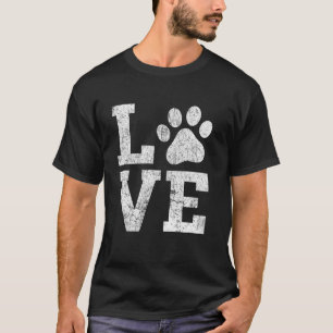 T-shirt Vintage Dog Love Tee, Amour des chats, Patte de co