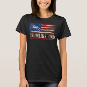 T-shirt Vintage Drumline Papa American USA Drapeau musique
