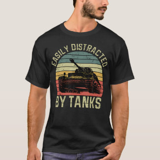 T-shirt Vintage Facilement Distrait Par Les Chars Militair