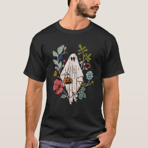 T-shirt Vintage fantôme floral mignon Halloween drôle grap