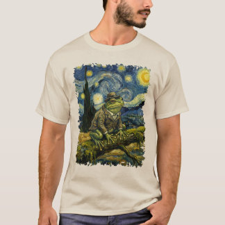 T-shirt Vintage Frog Van Gogh Style Starry Night Graphic