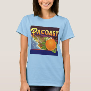 T-shirt Vintage Fruit Crate Art Étiquette, Oranges Pacoast