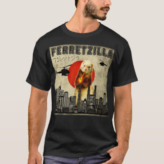 T-shirt Vintage Funny Ferret japonais style coucher de sol