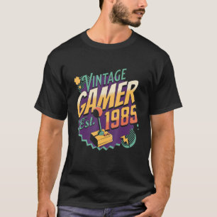 T-shirt Vintage Gamer 1985 Old School Joystick Retro Gamin