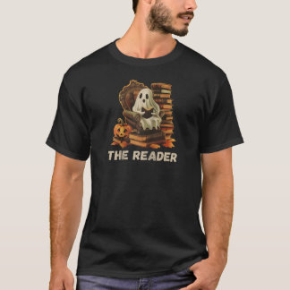 T-shirt Vintage Ghost Livre Lecture Citrouille Gothic Hall