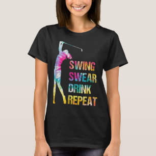 T-shirt Vintage Golf Swing Swear Drink Repeat Love Golfing