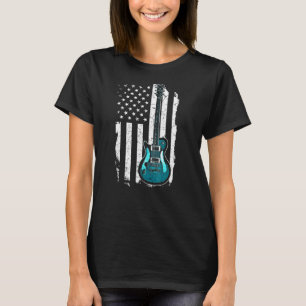 T-shirt Vintage Guitar Guitarist Us American Flag 6