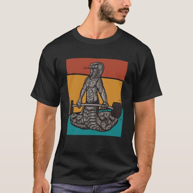 T-shirt Vintage Gym Weightlifting Snake (Devant)