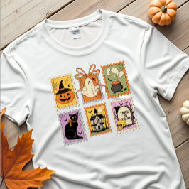 T-shirt Vintage Halloween Stamps Spooky Graphic Tee