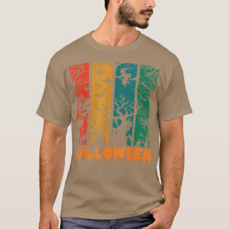 T-shirt Vintage Haunted Tree Witch Citrouille Halloween 66