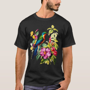 T-shirt Vintage Hummingbird Illustration Jardin Oiseau Wat