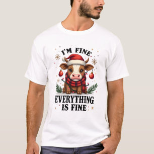 T-shirt Vintage Im Fine Everything Is Fine Vache Highland 
