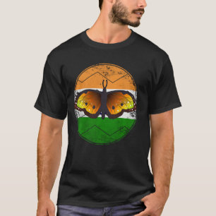 T-shirt Vintage Indien Fierté Papillon Patriotique Inde Fl