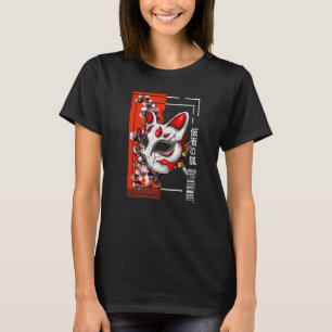 T-shirt Vintage japonais style urbain rétro masqué Fox Oni