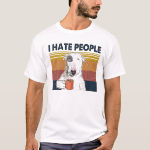 T-shirt Vintage Je Déteste Les Gens Drôle Bull Terrier A