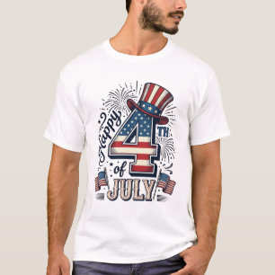 T-shirt Vintage Joyeux 4 juillet Chapeau Patriote Vector D