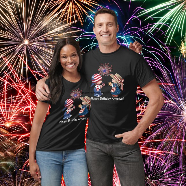 T-shirt Vintage Joyeux anniversaire Amérique (Vintage Happy Birthday America Unisex T-Shirt)