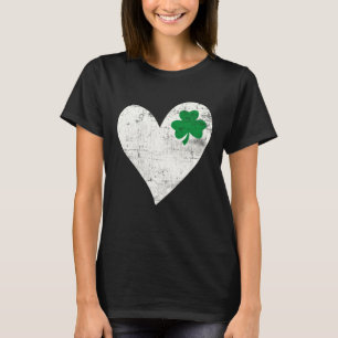 T-shirt Vintage Joyeux St Patrick's Day Go Lucky Heart Iri
