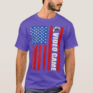 T-shirt Vintage Juillet 4 US Drapeau Jeu Vidéo Retro Homme