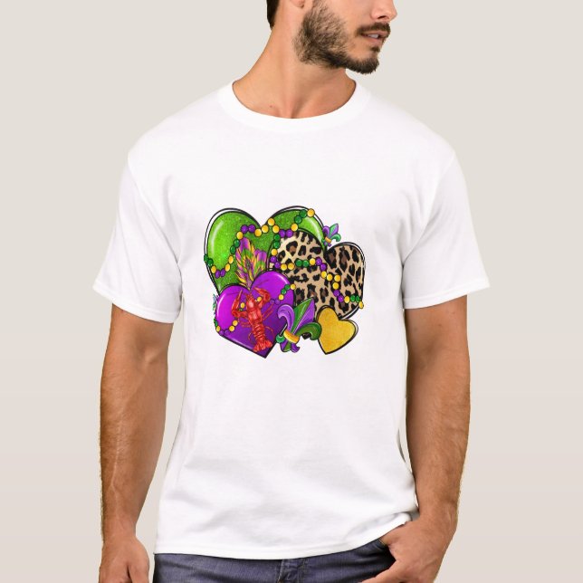 T-shirt Vintage Leopard Hearts Mardi (Devant)