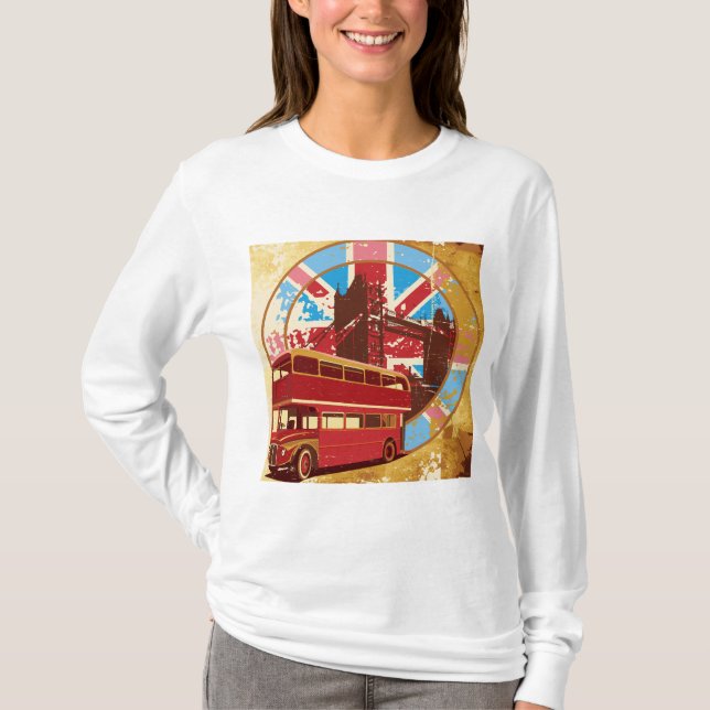 T-shirt Vintage London Red Double Decker Bus (Devant)