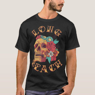 T-shirt Vintage Long Beach California Tattoo CA Crâne d'en