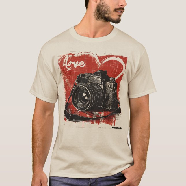 T-shirt Vintage Love Photographe (Devant)