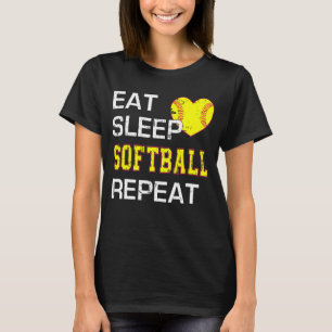 T-shirt Vintage Manger Sleep Softball Répéter mignon Softb