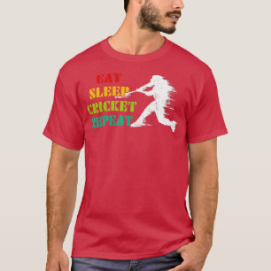 T-shirt Vintage Mangez le cricket endormi Répétez le crick