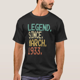 T-shirt Vintage Mars 1933 Anniversaire 90 Anniversaire Fai