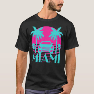 T-shirt Vintage Miami Sunset Car et palmiers