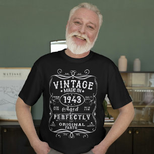 T-shirt Vintage Né En 1943 Classique 81ème Anniversaire Ca