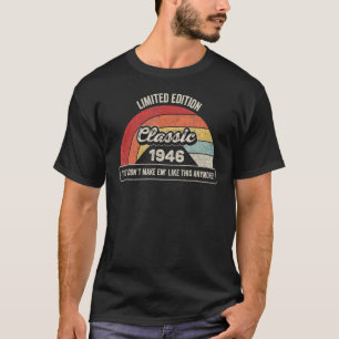 T-shirt Vintage Né En 1946 76e Anniversaire 76 Ans