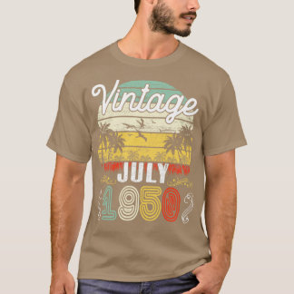 T-shirt Vintage Né En Juillet 1950 Joyeux Anniversaire 70