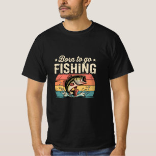 T-shirt Vintage Né pour aller Pêcher Mari