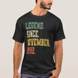 T-shirt Vintage Née En Novembre 1992 Hommes Femmes 30 Ans