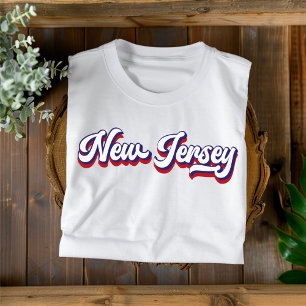 T-shirt Vintage New Jersey rouge blanc et bleu