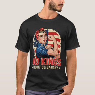 T-shirt Vintage No Kings Fight Oligarchie Drapeau Amérique