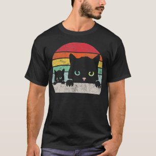 T-shirt Vintage noir amoureux des chats style rétro cadeau