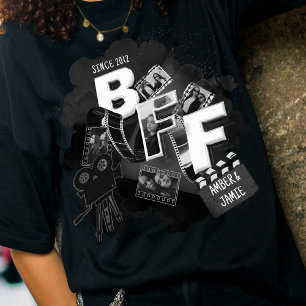 T-shirt Vintage Noir et Blanc Film Rétro BFF Ajouter des P