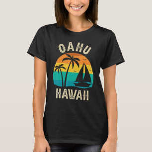 T-shirt Vintage Oahu Hawaii Coucher de soleil Aloha Famill