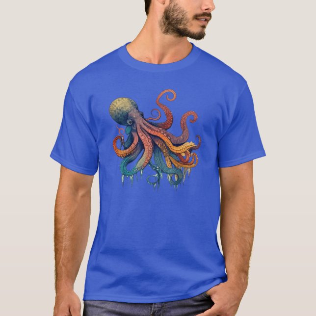 T-shirt vintage octopus boy (Devant)