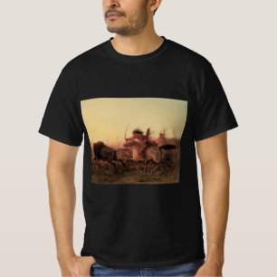 T-shirt Vintage Ouest, chasse au bison indien par Charles