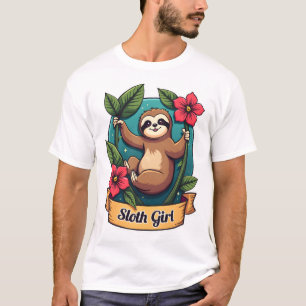 T-shirt Vintage Paresseux Fille Fleur Mignon Tropical Retr
