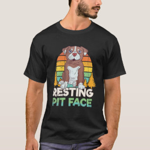 T-shirt Vintage Pitbull Repose Pit Visage Drôle Chien Amu