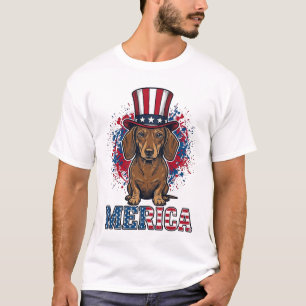 T-shirt vintage pour chien teckel patriotique Meri