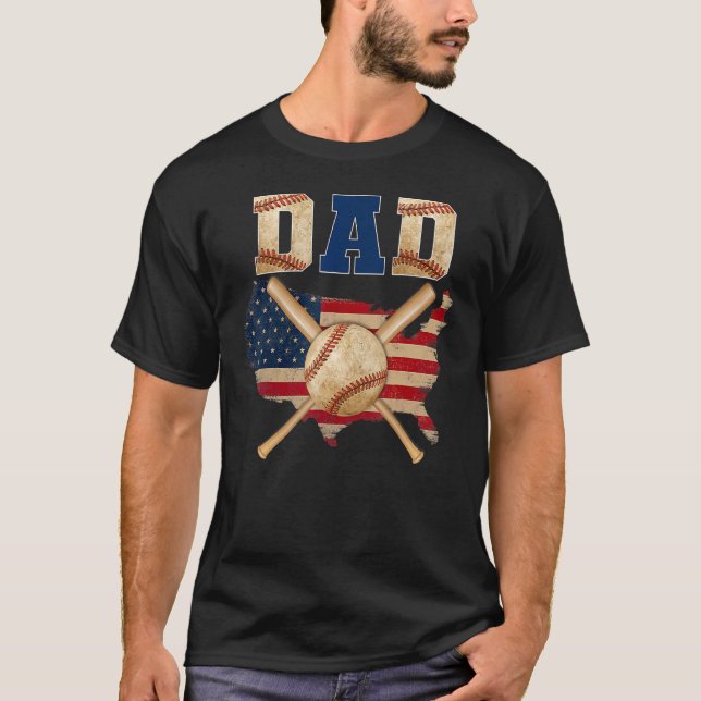 T-shirt Vintage Proud Dad Cool American Flag (Devant)